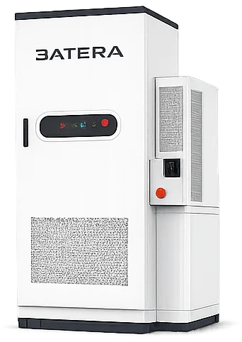 Gabinete de almacenamiento eléctrico con marca Batera mostrado en el sitio de la empresa