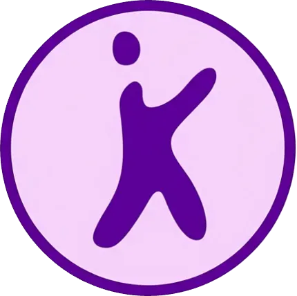 Símbolo de Kini con una figura humana morada dentro de un círculo